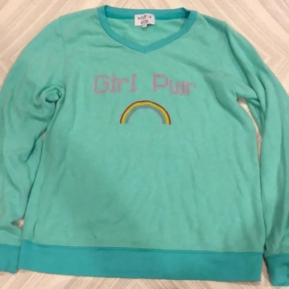 Wildfox Kid Mint Green Girl Pwr Kids Sweatshirt